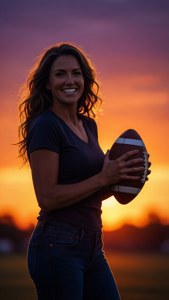 Sunset Football Mom Silhouette