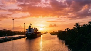 Sunset Freighter Silhouette