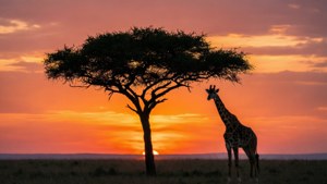 Sunset Giraffe Silhouette
