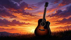 Sunset Guitar Silhouette