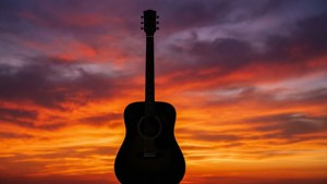 Sunset Guitar Silhouette