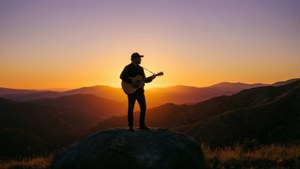 Sunset Guitar Silhouette