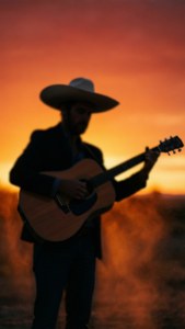 Sunset Guitar Silhouette