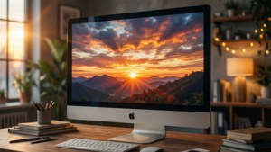 Sunset iMac Workspace