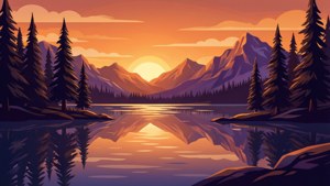 Sunset Lake Vector