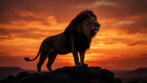 Sunset Lion Silhouette