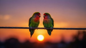 Sunset Lovebird Silhouette