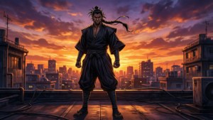 Sunset Ninja Silhouette