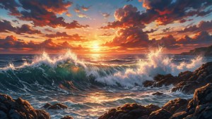 Sunset Ocean Waves