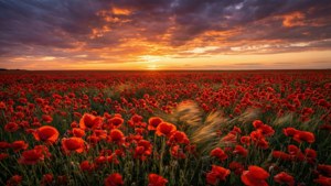 Sunset Poppy Field