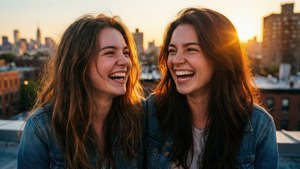 Sunset Rooftop Laughter