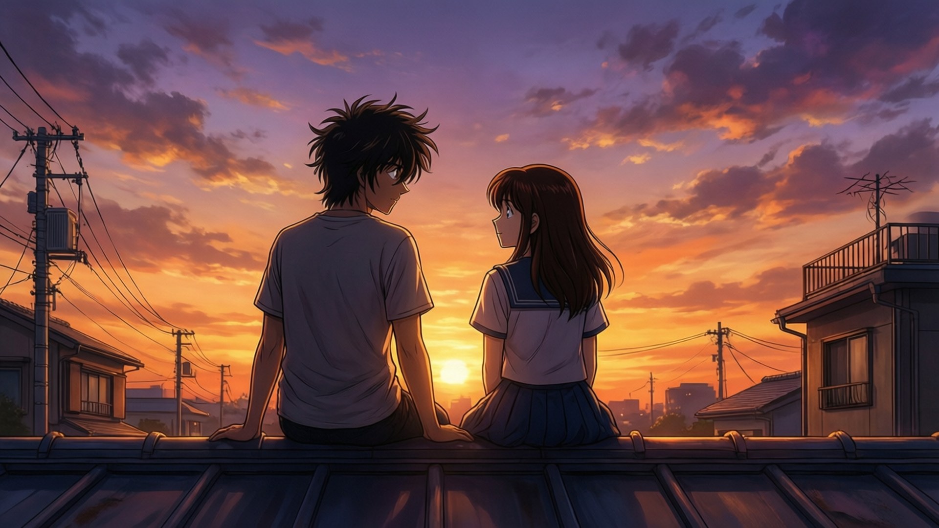 Sunset Rooftop Silence by Wallpapers.art Studio