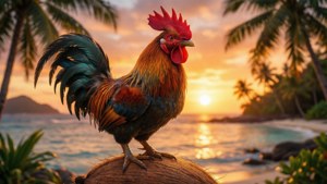 Sunset Rooster Perch