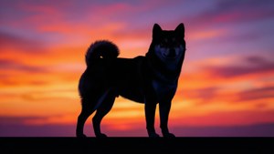 Sunset Shiba Silhouette