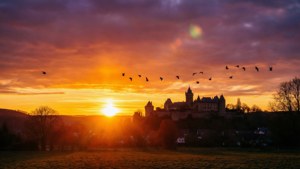 Sunset Silhouette Castle