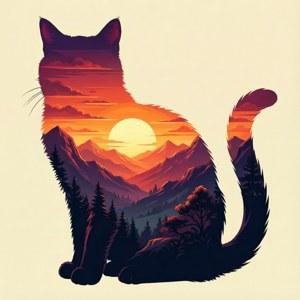 Sunset Silhouette Cat