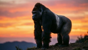 Sunset Silhouette Gorilla