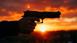 Sunset Silhouette Gun