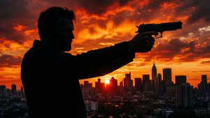 Sunset Silhouette Handgun