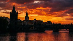 Sunset Silhouette of Charles Bridge