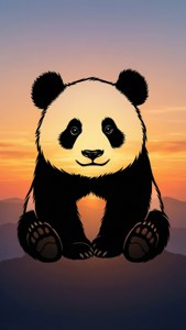 Sunset Silhouette Panda