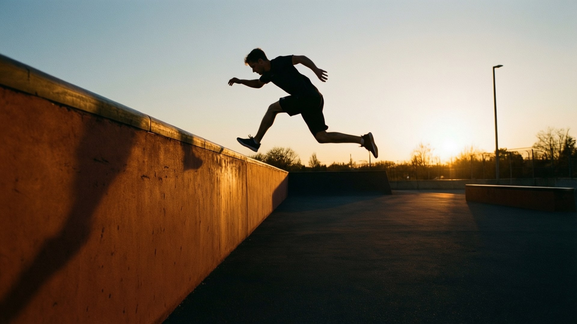 Sunset Silhouette Run by Wallpapers.art Studio