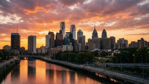 Sunset Skyline Over Schuylkill