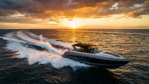Sunset Speedboat Wake