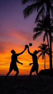 Sunset Spikeball Silhouette