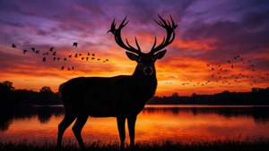 Sunset Stag Silhouette