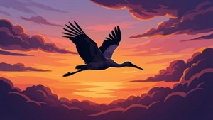 Sunset Stork Silhouette