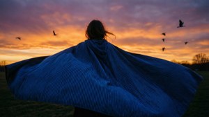 Sunset Striped Cape