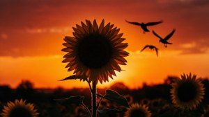 Sunset Sunflower Silhouette