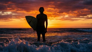 Sunset Surfer Silhouette