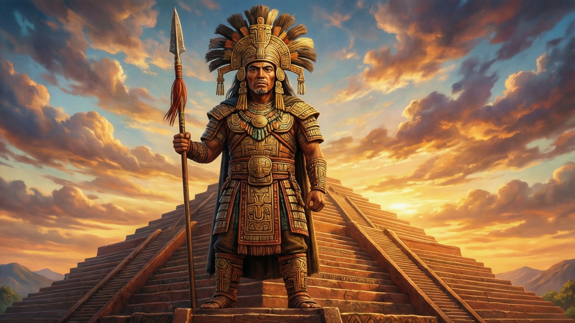 Sunset Warrior of the Pyramid by Wallpapers.art Studio