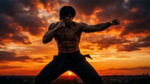 Sunset Warrior Silhouette