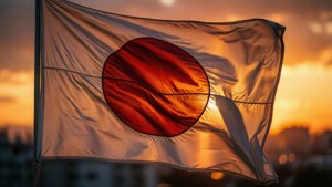 Sunset Waving Flag