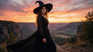 Sunset Witch Silhouette