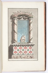 Superbe POELE formant meuble et décore, multipliant les tuyaux de chaleur par le même proceed que celui du No. 6; pouvant s’ajuster devant une glace; que l’on peut renvoyer par un bouton, dans une boiserie à coulisse, et qui peut découvrir une croisée, dont la situation offre une belle vue. Il est impossible de décrire tous les changemens et avantages dont ce Poële est susceptible.