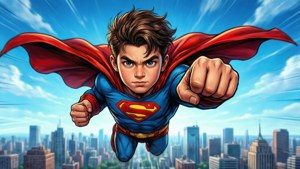 Superhero Boy Flying