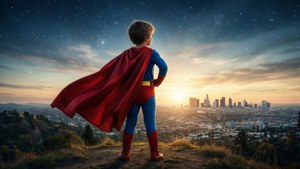 Superhero Child at Dawn