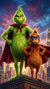 Superhero Grinch and Max