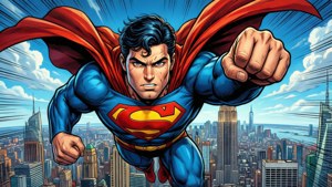 Superman Soaring Over Metropolis
