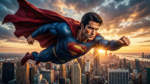 Superman Soars Over Metropolis