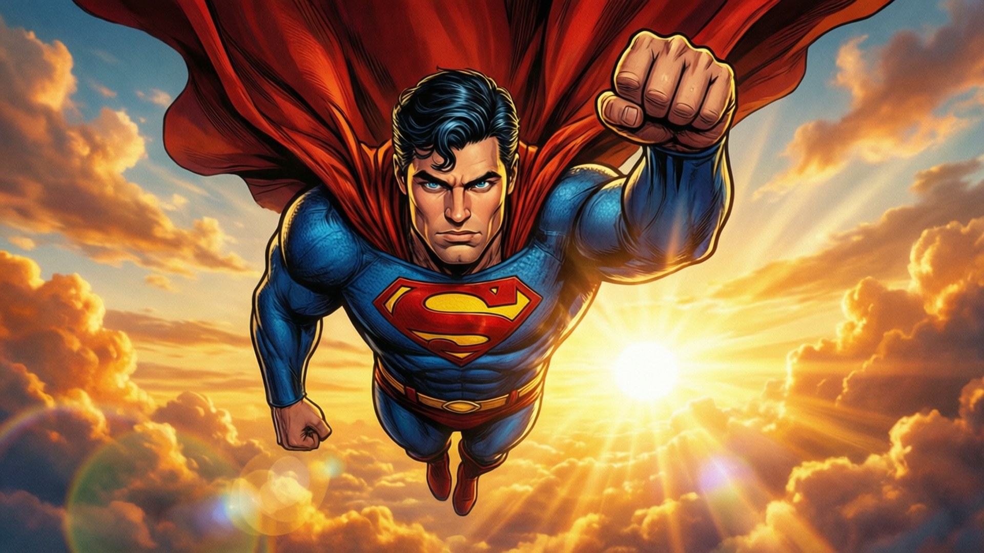 Superman Sunrise Flight by Wallpapers.art Studio