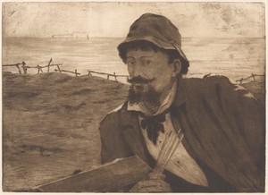 Sur la falaise [Self-Portrait]