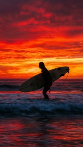 Surfer Sunset Silhouette