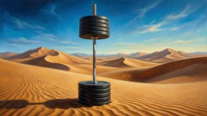 Surreal Barbell in Desert