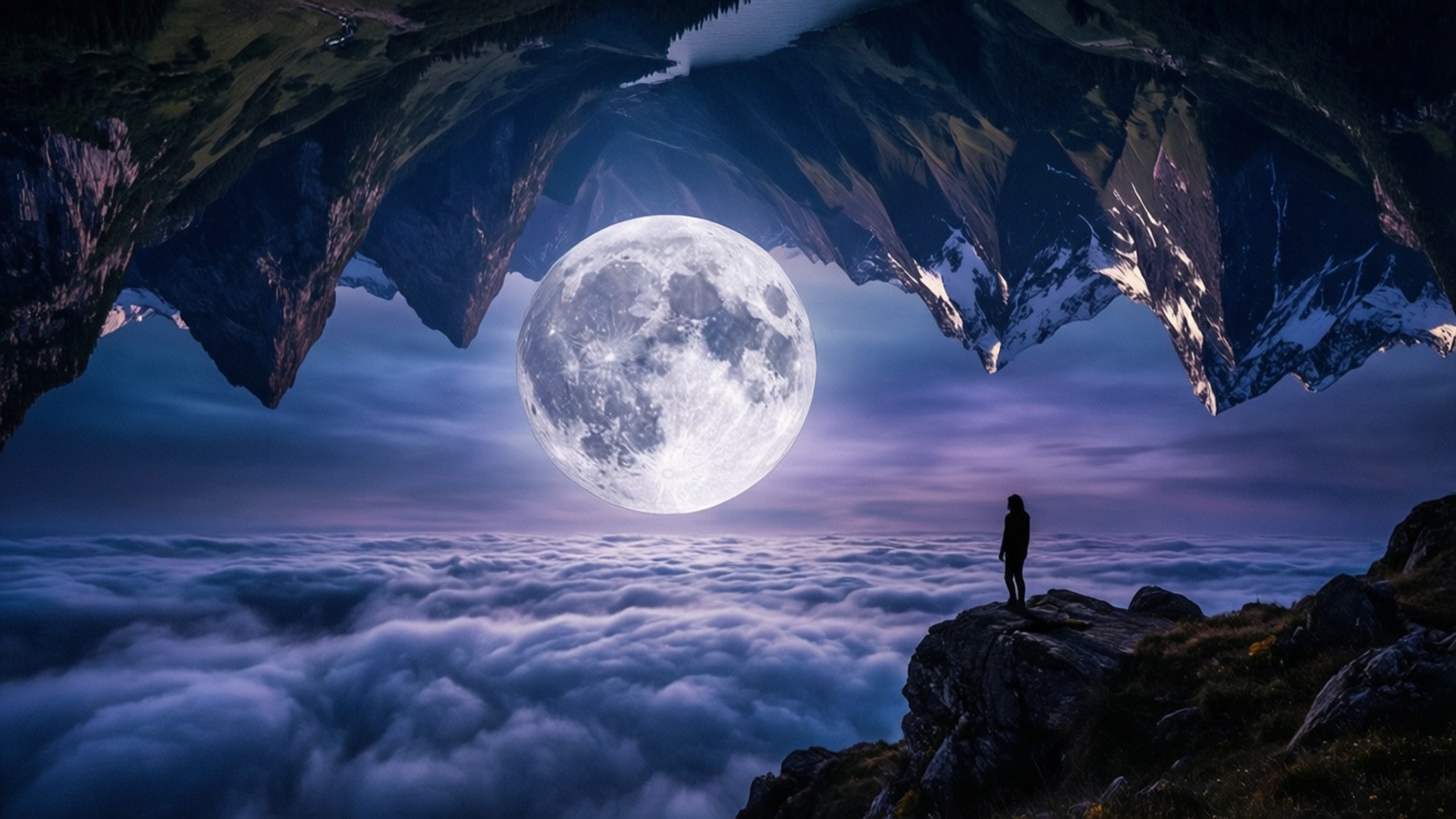 Surreal Overworld Moon by Wallpapers.art Studio