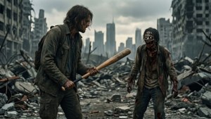 Survivor vs Zombie Standoff